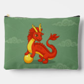 Roter chinesischer Drache auf Grün Zubehörtasche (Vorderseite)