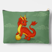 Roter chinesischer Drache auf Grün Zubehörtasche (Rückseite)
