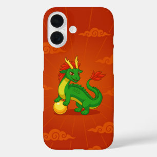Roter chinesischer Drache auf Rot iPhone 16 Hülle