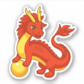 Roter chinesischer Drache Aufkleber (Vorderseite)
