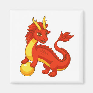 Roter chinesischer Drache Magnet