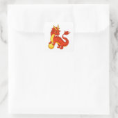 Roter chinesischer Drache Quadratischer Aufkleber (Tasche)