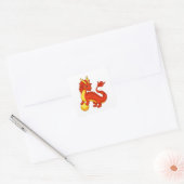 Roter chinesischer Drache Quadratischer Aufkleber (Umschlag)