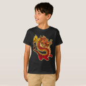Roter chinesischer Drache scherzt dunklen T - T-Shirt (Vorne ganz)