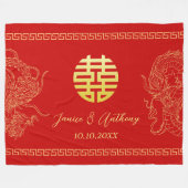 Roter chinesischer Hochzeitdrache Phoenix traditio Fleecedecke (Vorderseite (Horizontal))