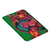 Roter chinesischer Löwe grün Magnet (Rechte Seite)