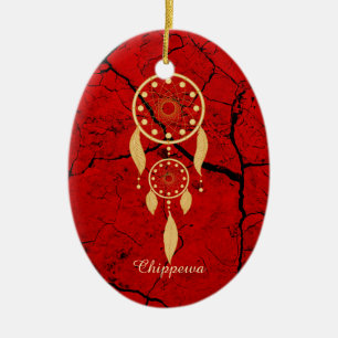 Roter Chippewa-Oval-Schmuck Keramikornament