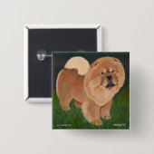 Roter Chow-Chow Knopf Button (Vorne & Hinten)