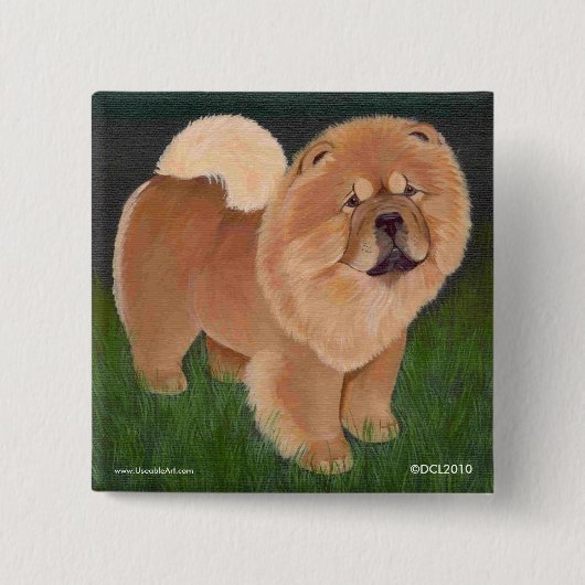 Roter Chow-Chow Knopf Button (Vorderseite)