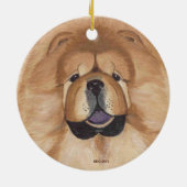 Roter Chow-Chow runde Verzierung Keramikornament (Hinten)