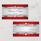 Roter Chrome Look Eleganter Weißer Stil Silver Visitenkarte (Vorne/Hinten)