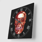 Roter Chrome Skull Square römische Zahlen Uhr (Winkel)