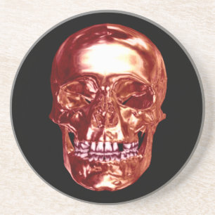 Roter Chrome-Totenkopf-Getränkeuntersetzer Untersetzer