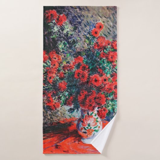 Roter Chrysanthemum, Monet Badehandtuch (Badehandtuch)