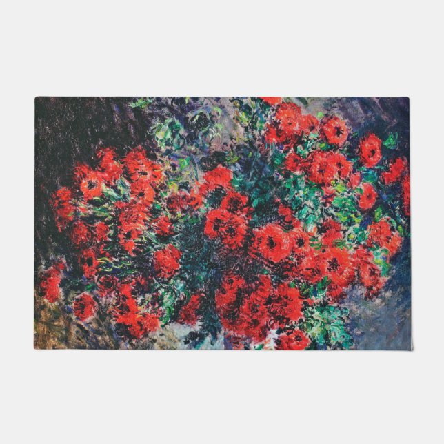 Roter Chrysanthemum, Monet Fußmatte (Vorderseite)