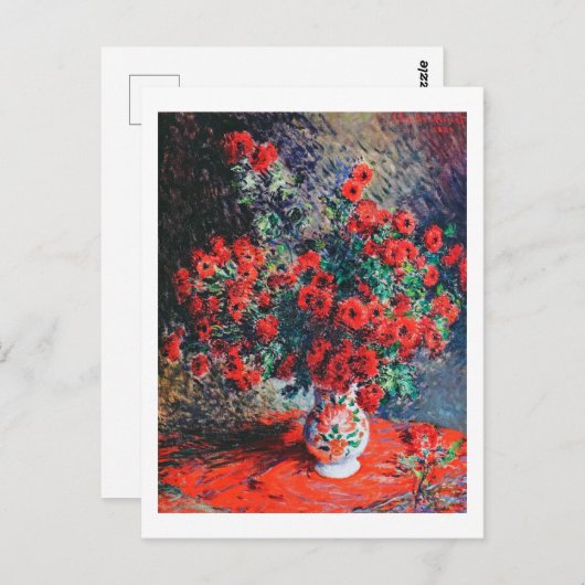 Roter Chrysanthemum, Monet Postkarte (Vorne/Hinten)