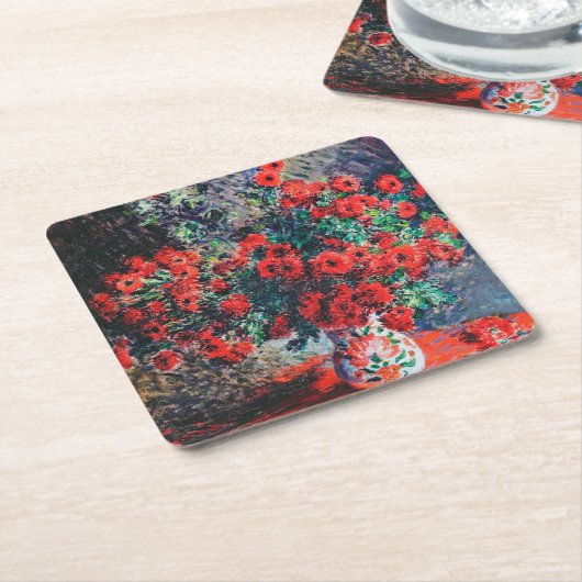 Roter Chrysanthemum, Monet Rechteckiger Pappuntersetzer (angewinkelt)