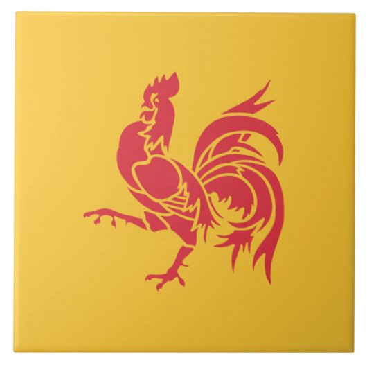 Roter Cockerel (Flagge Walloniens) Fliese (Vorderseite)