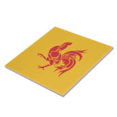 Roter Cockerel (Flagge Walloniens) Fliese (Seite)