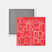 Roter Cocktail Party Magnet (Vorderseite/Rückseite)