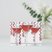 Roter Cocktail und Band Postkarte (Stehend Vorderseite)