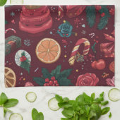 Roter Coquette-Weihnachts-Glamour-Muster Geschirrtuch (Gefaltet)