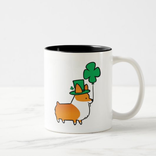 Roter Corgi-glückliche Kleeblatt-Tasse | Zweifarbige Tasse (Rechts)