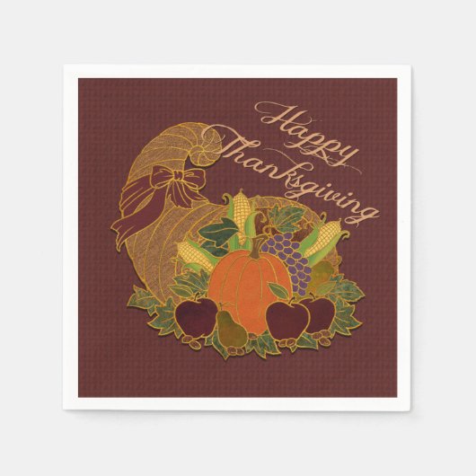Roter Cornucopia Erntedank Napkins Serviette (Vorderseite)