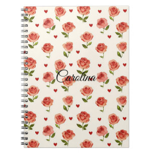 Roter Cream Hearts Floral Notizblock