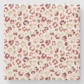Roter Creme-Leoparden-Tierdruck Steinuntersetzer (Vorderseite)