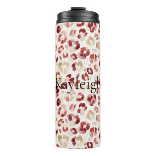 Roter Creme-Leoparden-Tierdruck Thermosbecher