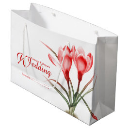 Roter Crocus Aquarell Hochzeitsgeschenk Große Geschenktüte