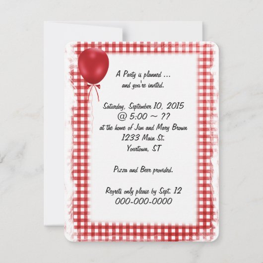 Roter Cup Drink Party Einladung (Rückseite)