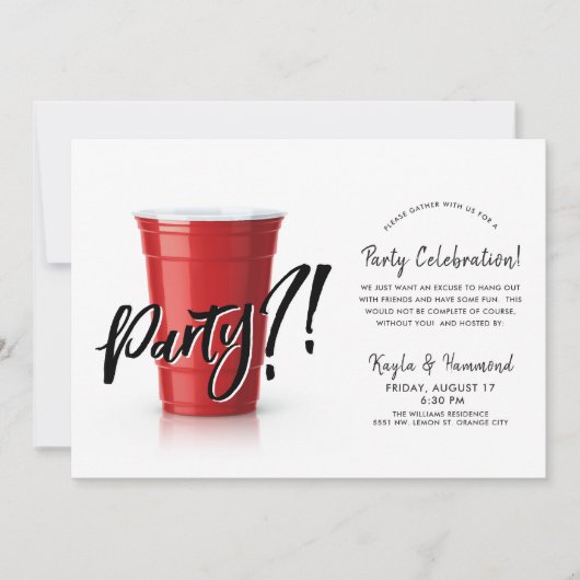 Roter Cup | Jegliche Feier Party Spaß Invi Einladung (Vorderseite)
