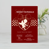 Roter Cupid Single Valentinstag Party Folieneinladung (Stehend vorne)