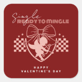 Roter Cupid Single Valentinstag Party Quadratischer Aufkleber (Vorderseite)