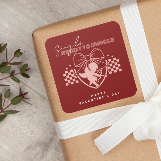 Roter Cupid Single Valentinstag Party Quadratischer Aufkleber