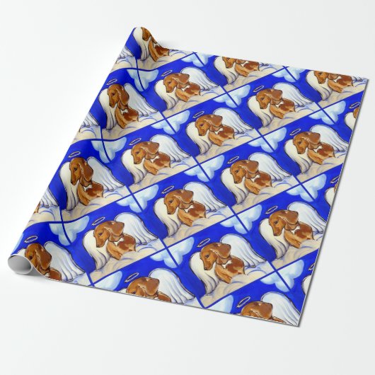 Roter Dachshund Engel Geschenkpapier (Ungerollt)