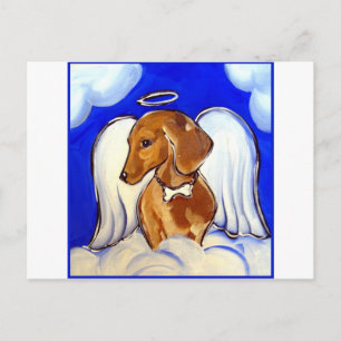 Roter Dachshund Engel Postkarte
