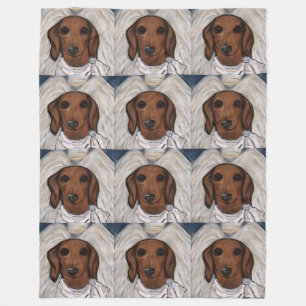 Roter Dachshund Fleecedecke