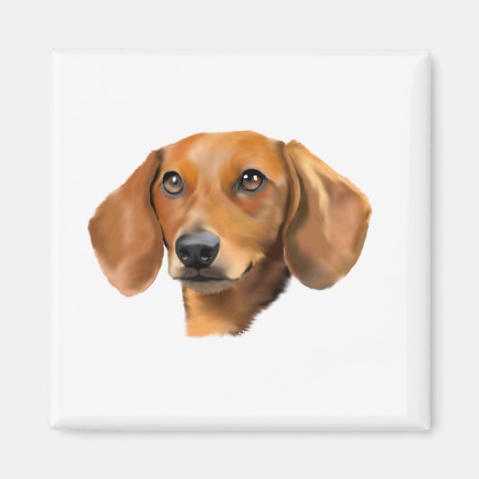 Roter Dachshund Hund Magnet (Vorne)