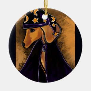 Roter Dachshund    Keramik Ornament