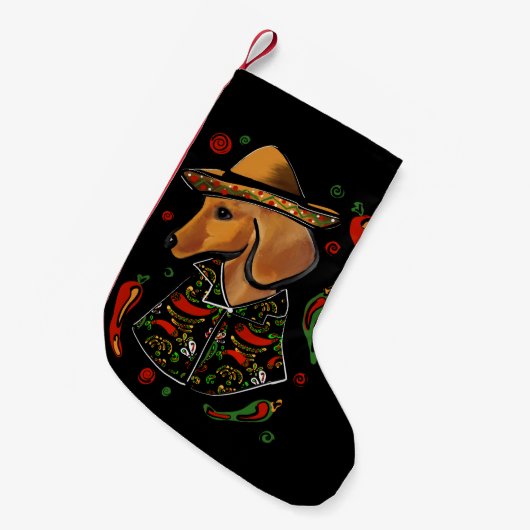 Roter Dachshund Kleiner Weihnachtsstrumpf (Vorderansicht (hängend))