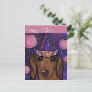Roter Dachshund         Postkarte