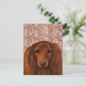 ROTER DAChSHUND Postkarte (Stehend Vorderseite)