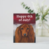 ROTER DACHSHUND POSTKARTE (Stehend Vorderseite)