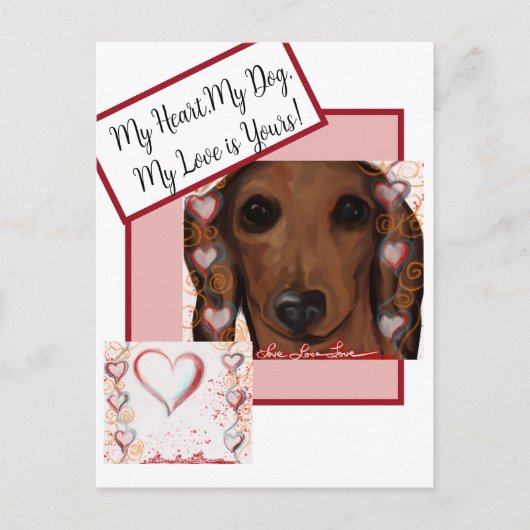 Roter Dachshund Postkarte (Vorderseite)