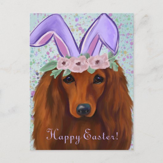 ROTER DACHSHUND            POSTKARTE (Vorderseite)