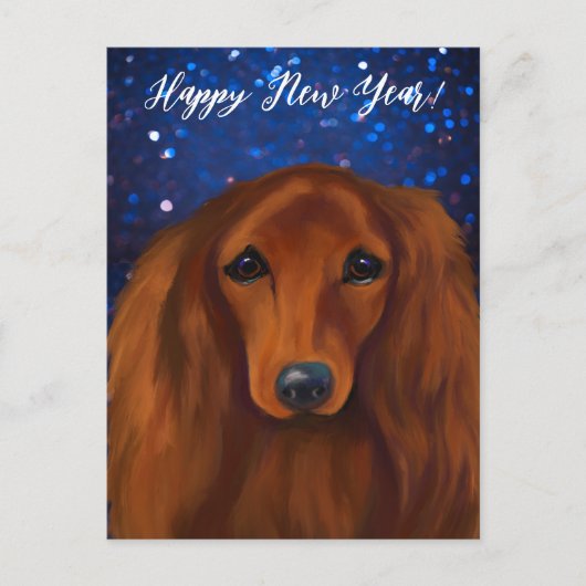 ROTER DACHSHUND POSTKARTE (Vorderseite)