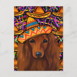 ROTER DAChSHUND Postkarte